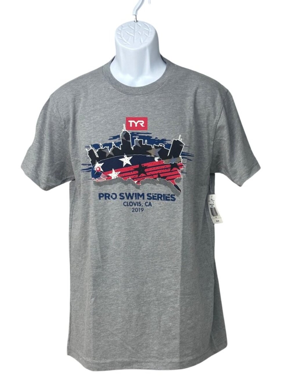 TYR Unisex Pro Swim Series Clovis 2019 Graphic Tee, Hether Gray, Size M